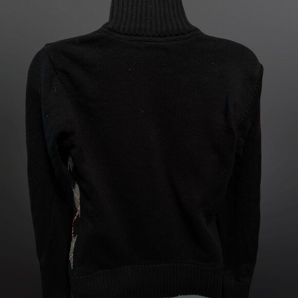 Vintage 90s Le Tigre Black Pink Argyle Zip Up Cardgian Size Large - Picture 6 of 7